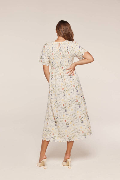 Embroidered Floral Dress: CREAM / S - Lulu Bella Boutique