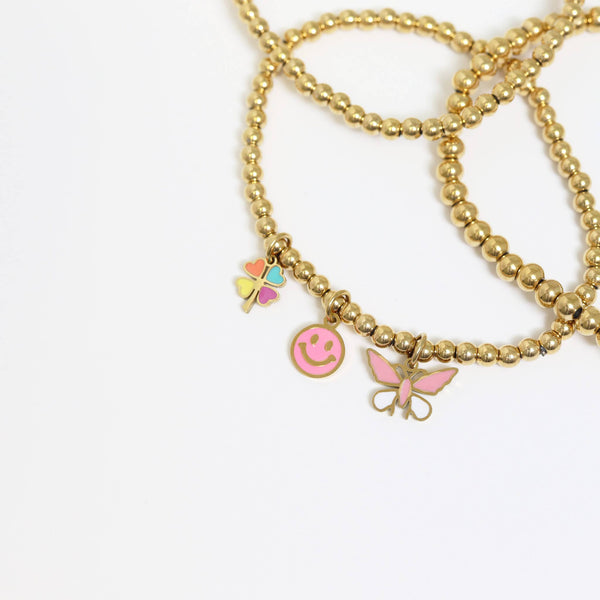 Gold Beaded Stretch Bracelet: 8mm - Lulu Bella Boutique