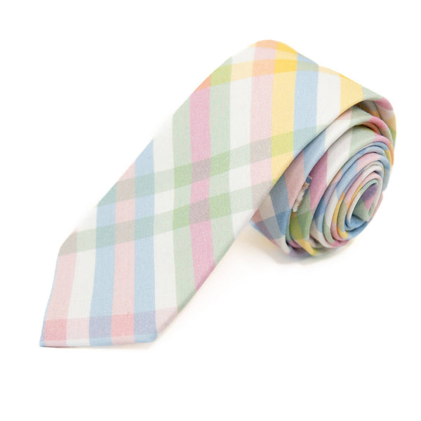Springtime Plaid Men's Tie: Mens Big & Tall - 3" wide x 62" long - Lulu Bella Boutique