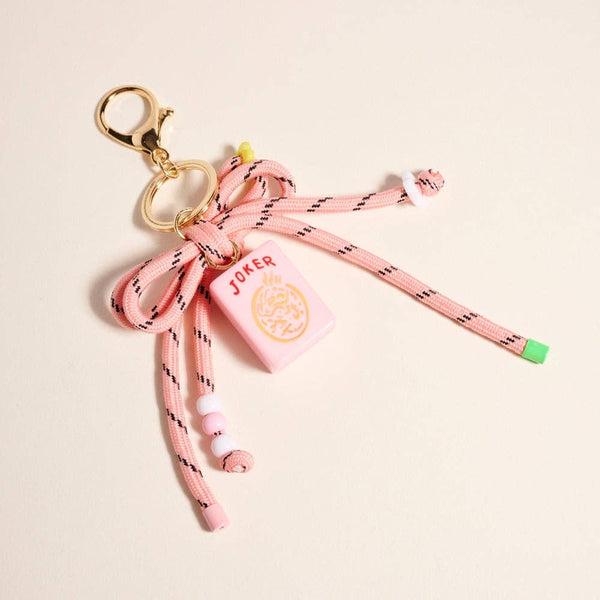 7 Inch Mahjong Joker Tile Cord Keychain Bag Charm: Pink / ONE