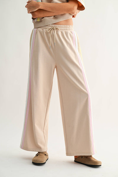 Game Day Pastel Stripe Luxe Lounge Set: IVORY MULTI - Lulu Bella Boutique