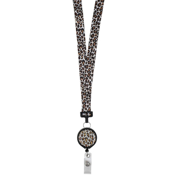 Leopard Chic Ribbon Lanyard with Badge Reel - Lulu Bella Boutique