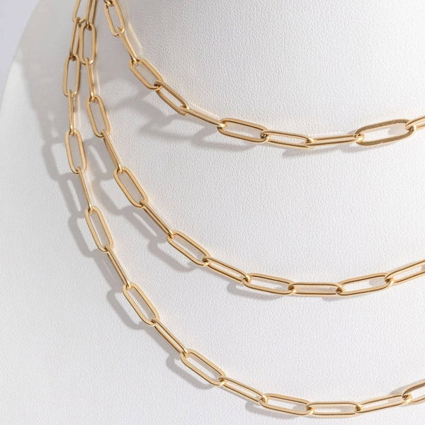 14K Gold Filled PLUS™ Paperclip Chain Necklace 4mm: Gold / 16"+2"