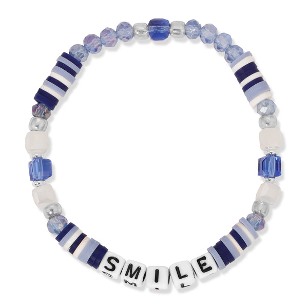 Kids Colorful Words Beaded Stretch Bracelets: Sisters - Midnight Blue - Lulu Bella Boutique