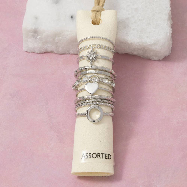Oval Signet And Crystal Stacking Ring Set