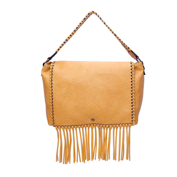 Lacey Fringe Messenger in Black