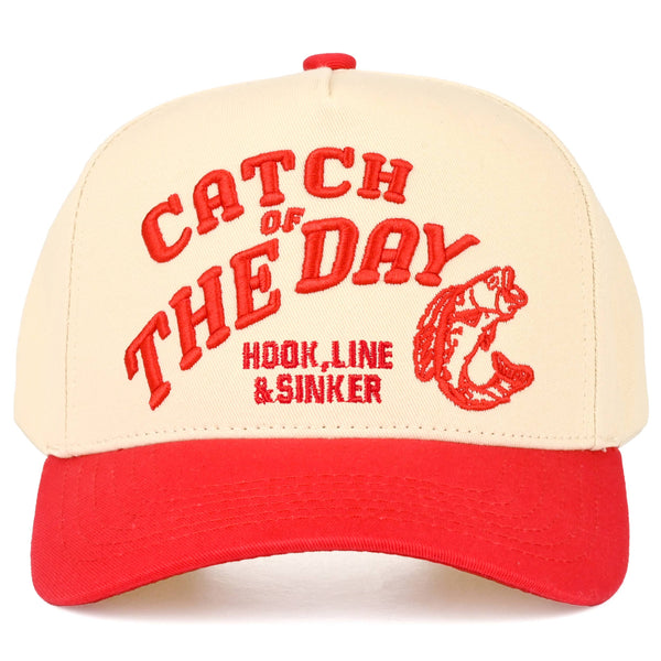 C.C CATCH OF THE DAY Embroidered Letter Two Tone Trucker Hat: Red - Lulu Bella Boutique
