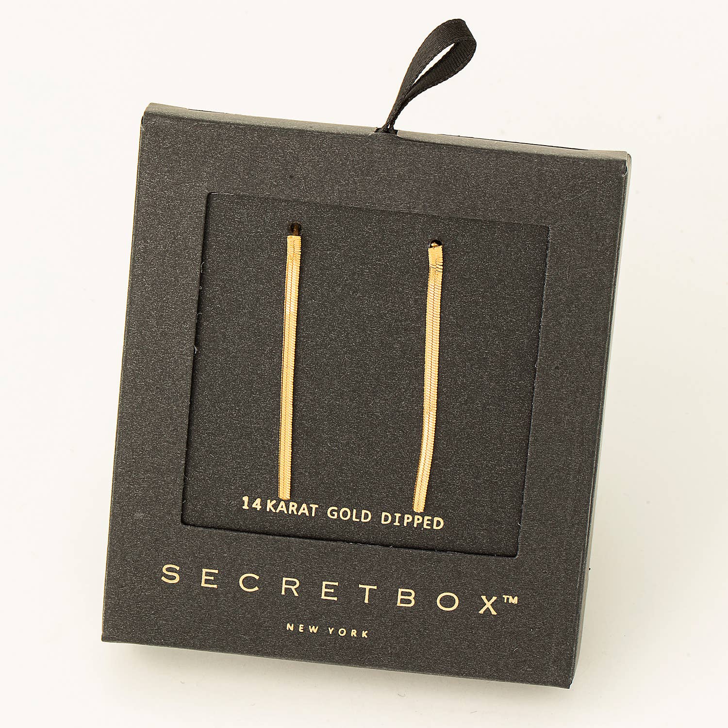 Secret Box Gold Dipped Flat Chain Drop Earrings: GD