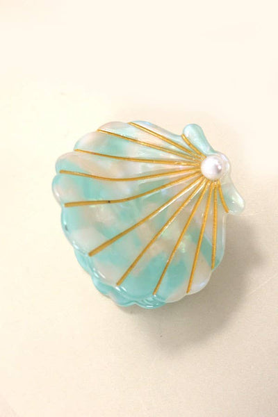 BEACH OCEAN CELLULOSE SEASHELL HAIR CLAW CLIPS | 40H782: White - Lulu Bella Boutique