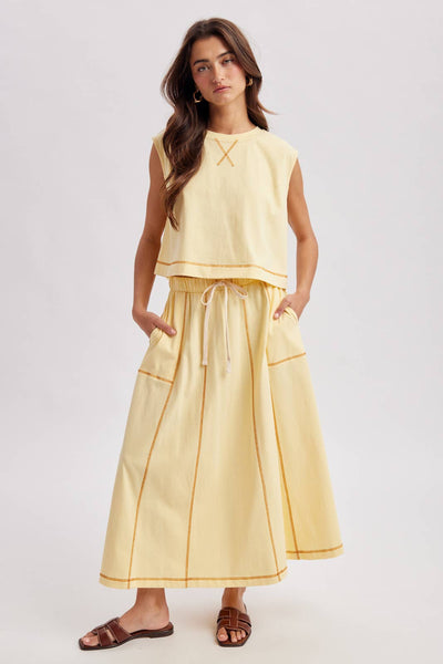MUSCLE TANK AND SKIRT SET / WL25-12220: DAISY / S - Lulu Bella Boutique