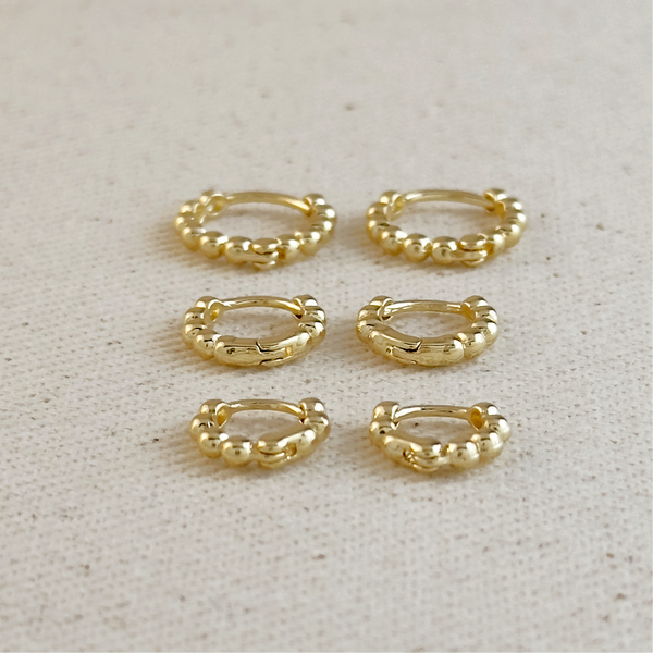 18k Gold Filled Mini Beaded Clicker Hoop Earrings: 10mm - Lulu Bella Boutique