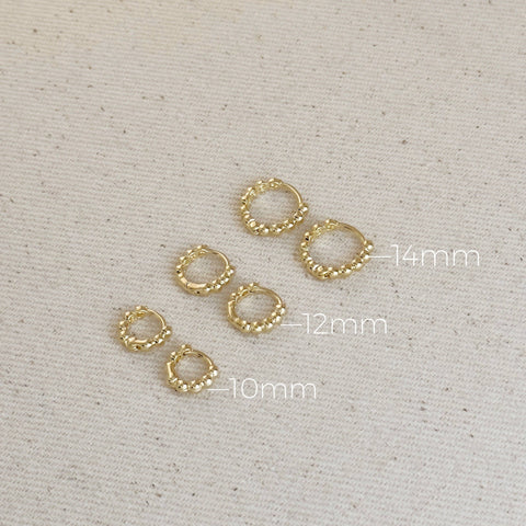 18k Gold Filled Mini Beaded Clicker Hoop Earrings: 12mm - Lulu Bella Boutique
