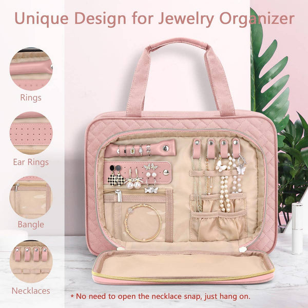 WOMEN HANGING TRAVEL TOILETRY BAG_CWAB2352: Pink / (OS) 1 - Lulu Bella Boutique