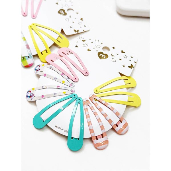 Variety Prints and Solid Mixed Snap Clip Set: MIX COLOR / ONE(12) - Lulu Bella Boutique
