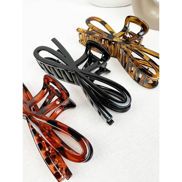 Leopard Jumbo Knotted Bow Hair Clip Claw: MIX COLOR / ONE(12)