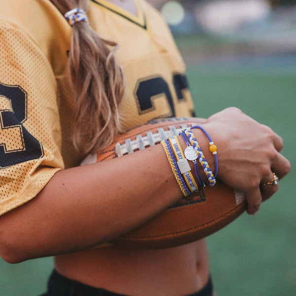 "Game Day" Purple & Yellow Hair Tie Bracelets: Medium