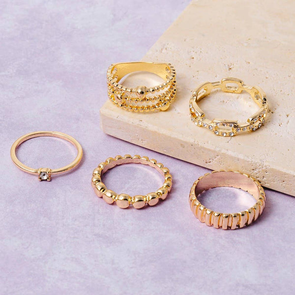 5-Piece Mixed Style Stackable Ring Set