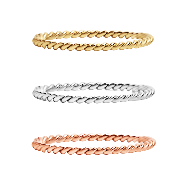 Stainless Steel Braided Stacking Ring - Hypoallergenic: Gold / 8