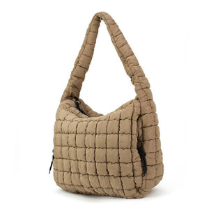 Carmella Pufferquilt Shoulder Bag Oatmeal