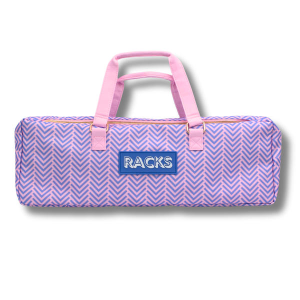 Mahjong Rack Bag  |  Fits 20" Racks + Folded Mat : Stripes- Pink & Red Rack Bag