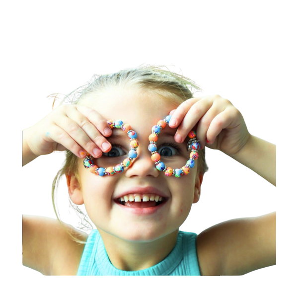 Kids Clay Beaded Stretch Charm Bracelets : Pastel Floral+yellow flower charm (KCB209) - Lulu Bella Boutique