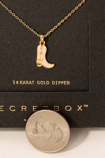 Secret Box Western Cowboy Boot Charm Necklace: BK - Lulu Bella Boutique