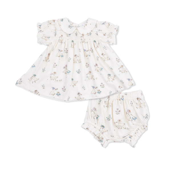 Smocked Dress Set - Flower Ducklings - Lulu Bella Boutique