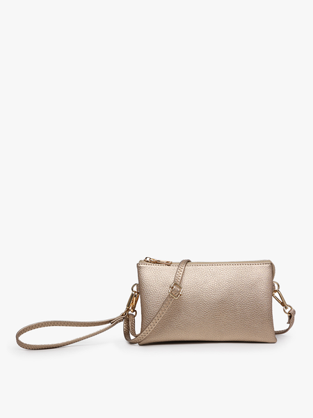 M013 Riley Monogrammable 3 Compartment Crossbody/Wristlet: Midnight Black - Lulu Bella Boutique