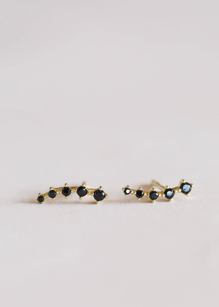 Crawler - Black CZ - Gold Earrings