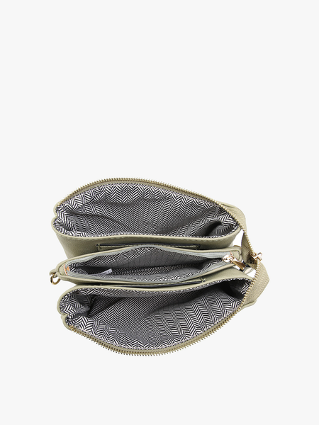 Riley Monogrammable 3 Compartment Crossbody/Wristlet: Bone