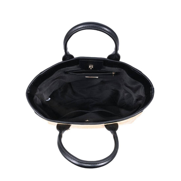 Jaxon Tote: Natural Black - Lulu Bella Boutique