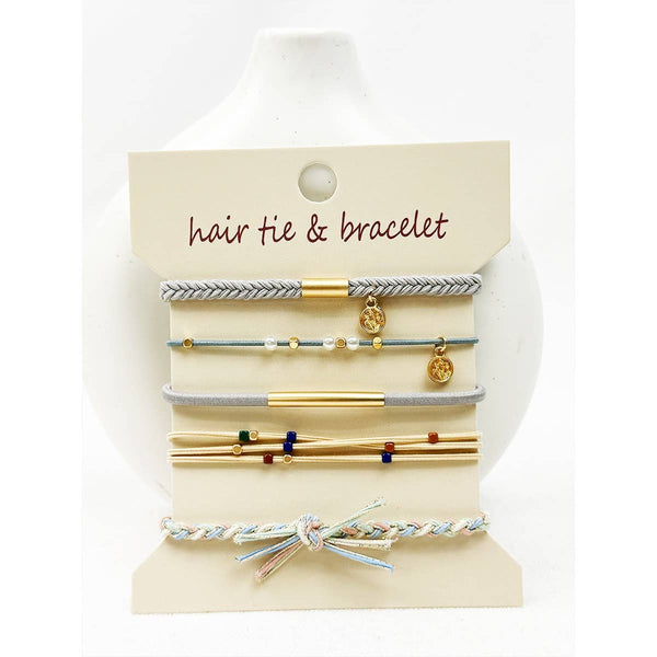 Boho Inspired Dusty Blue Tone Hair Tie Bracelets: DUSTY BLUE / ONE(6) - Lulu Bella Boutique