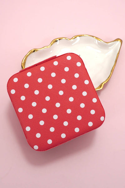 JEWELRY ORGANIZER TRAVEL BOX CASE: POLKA DOT RED
