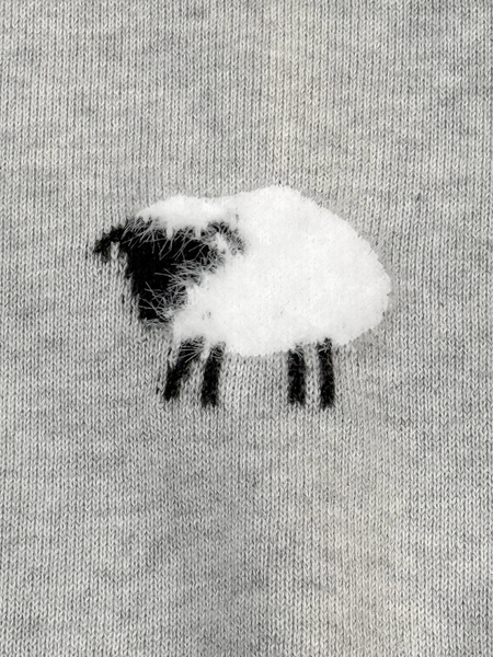 Furry Sheep 3D Jacquard Sweater Knit Baby Jumpsuit (Organic): Pewter Grey Heather