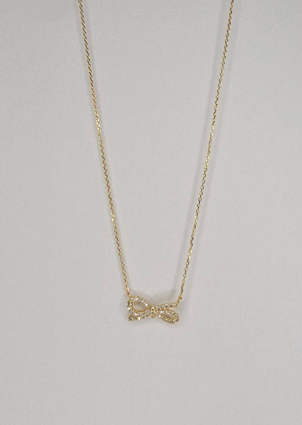 BOW NECKLACE.: Silver - Lulu Bella Boutique