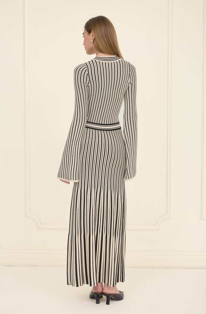 striped long sleeve midi dress Buy Navy Blue/Ecru Stripe V-Neck Tie Waist Long Sleeve Midi Dress from Next USA