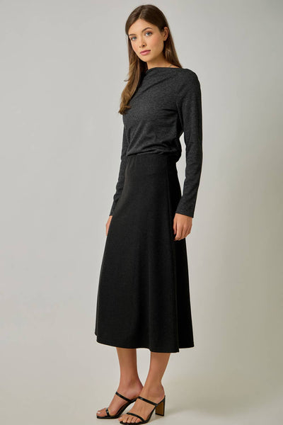 Essential Wool Blend Midi Skirt: Black