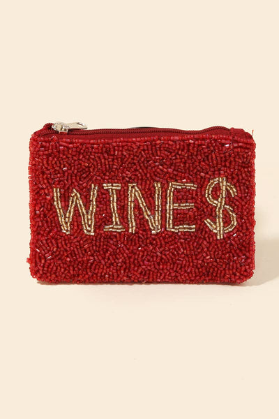 Wines Seed Beaded Coin Purse: RED - Lulu Bella Boutique