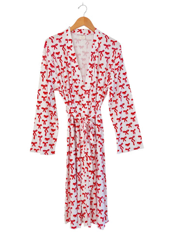 Red Bows / Organic Pointelle Women's Robe: L/XL