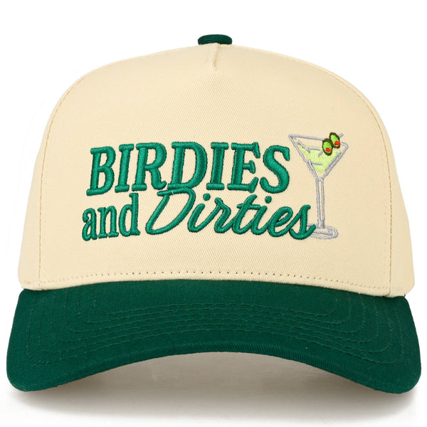 C.C BIRDIES AND DIRTIES Letter on Two Tone Trucker Hat: Dark Green - Lulu Bella Boutique