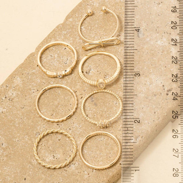 Seven Piece Assorted Rings Set: GCL - Lulu Bella Boutique