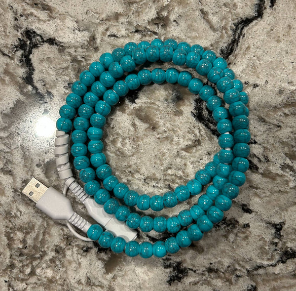 Beaded Phone Charger with Lightning & USB-C Cable: Rainbow