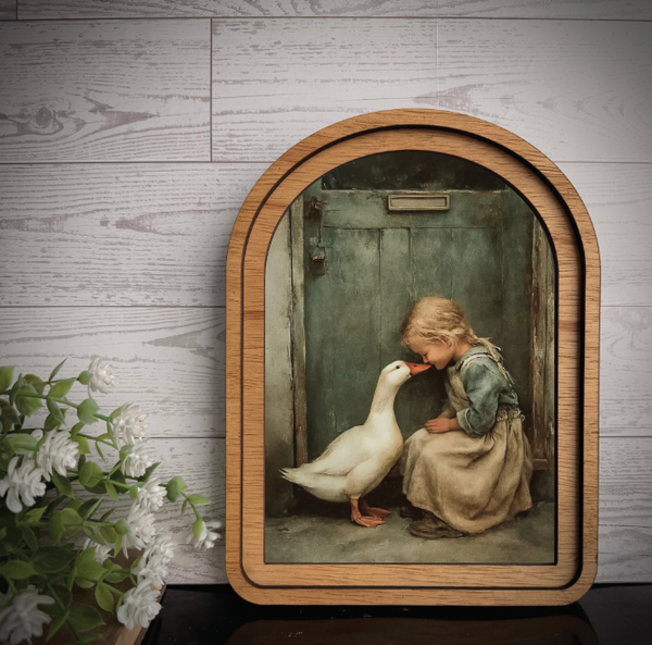 Arch Frame Art Print Duck Goose Girl Provincial | Wood Frame: Small - Lulu Bella Boutique