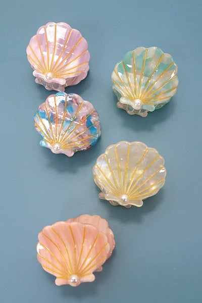 BEACH OCEAN CELLULOSE SEASHELL HAIR CLAW CLIPS | 40H782: White - Lulu Bella Boutique