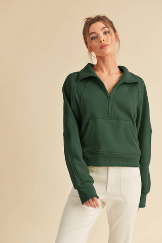 Dove Funnel Neck Half Zip: Forest