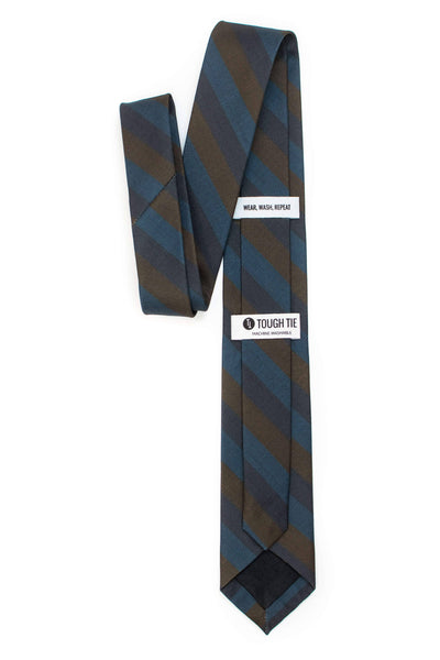 Kutcher - Blue and Brown Striped Tie: 3.25" Standard Tie - Lulu Bella Boutique