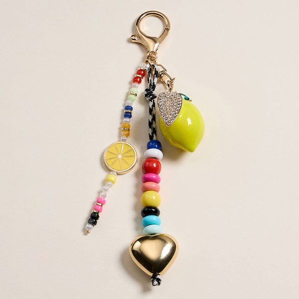 Lemon Charm Accented Beaded Drop Keychain / Bag Charm - Lulu Bella Boutique