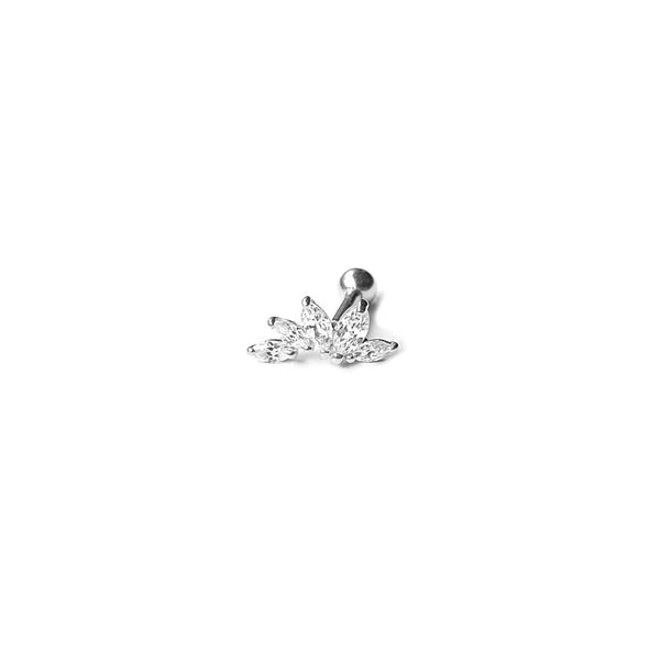 CZ Marquise Fan Screw Flat Back Earrings: Gold