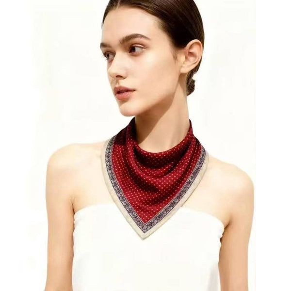 POLKA DOT PATTERN SILKY BANDANA SQUARE NECK SCARF, LVSC 268: NY - Lulu Bella Boutique