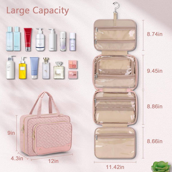 WOMEN HANGING TRAVEL TOILETRY BAG_CWAB2352: Pink / (OS) 1 - Lulu Bella Boutique